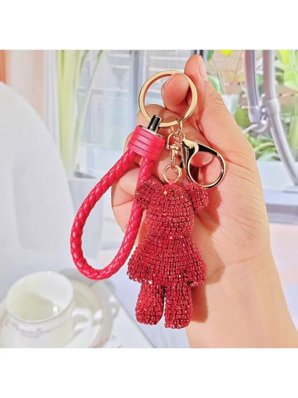Charming Rhinestone Bear Keychain - Bling Pendant, Luxury Teddy Bear Accessory